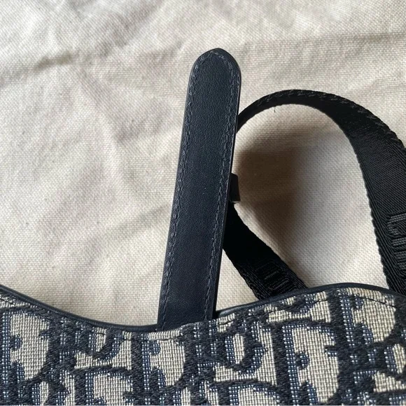 DIOR Blue Oblique Canvas and Leather Saddle Belt Bag 🤍 - Picture 7 of 12